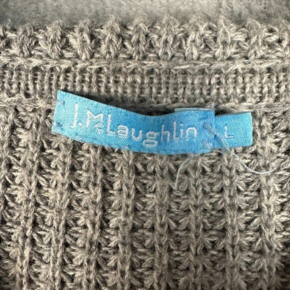 J Mclaughlin Sweater Women Large Gray Zip Cardigan Waffle Knit Minimalist Preppy - Picture 7 of 13